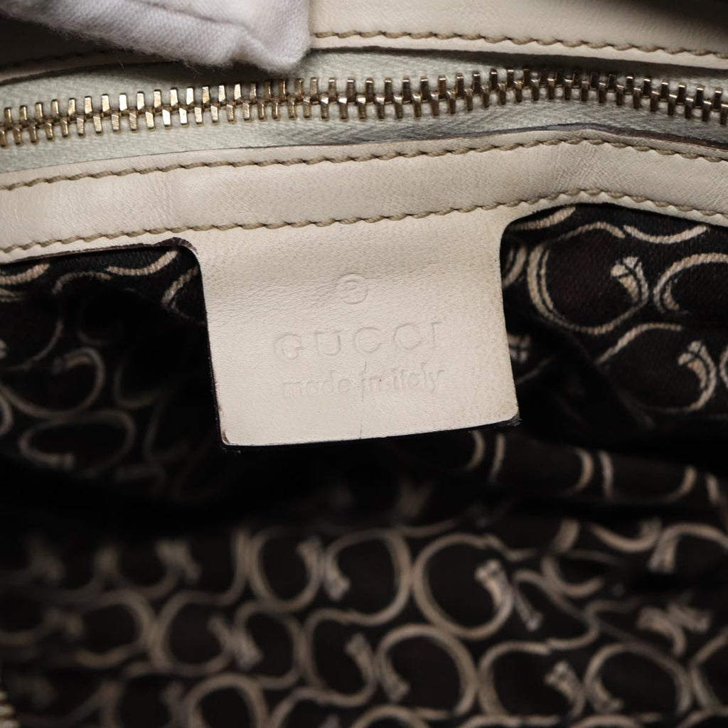 GUCCI Hand Bag Leather White Gold 189893 bs16895