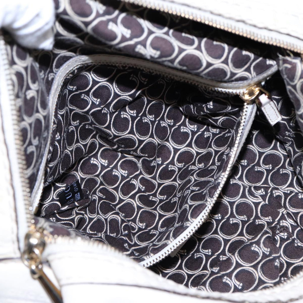 GUCCI Hand Bag Leather White Gold 189893 bs16895