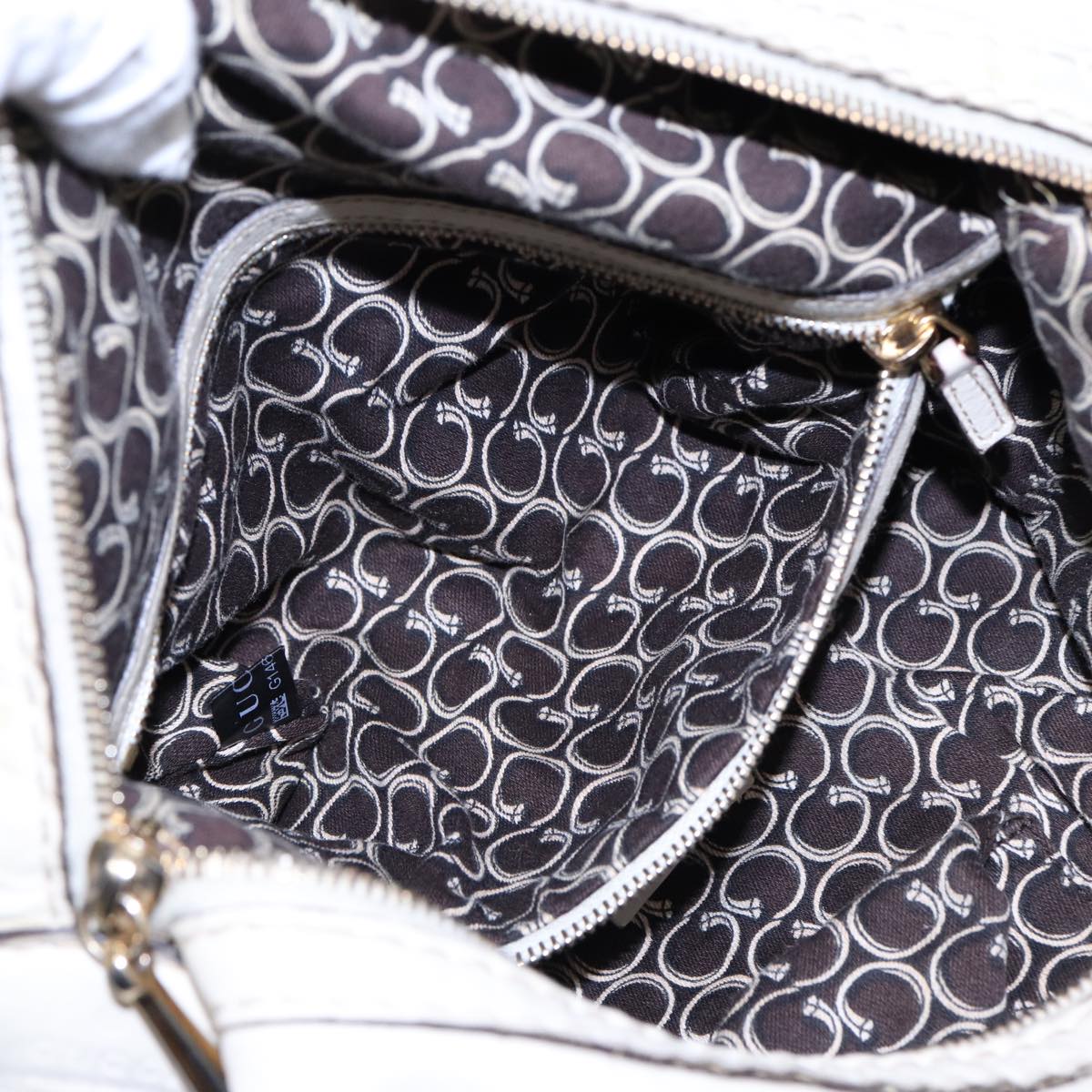 GUCCI Hand Bag Leather White Gold 189893 bs16895