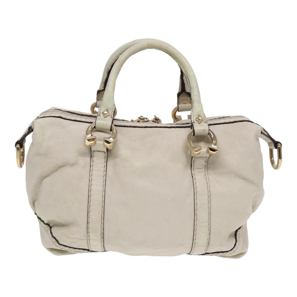 GUCCI Hand Bag Leather White Gold 189893 bs16895