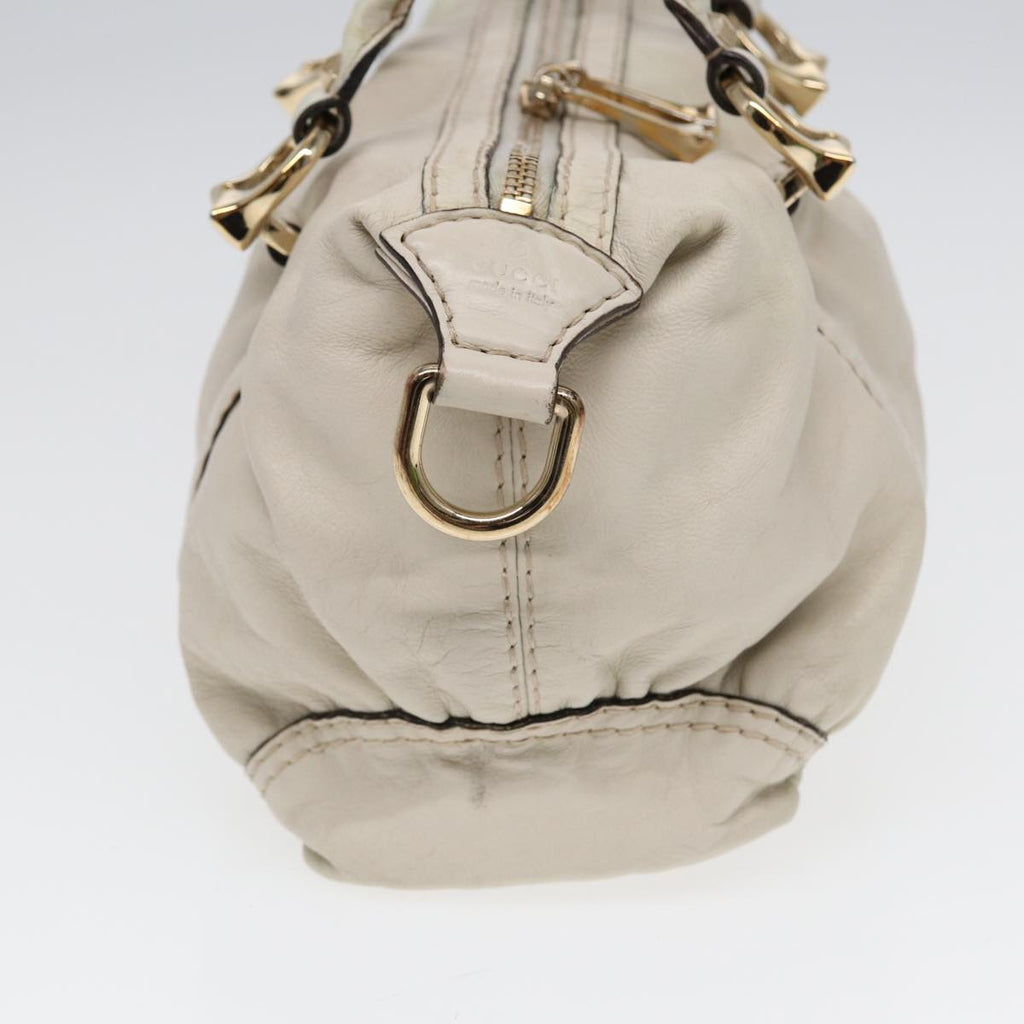 GUCCI Hand Bag Leather White Gold 189893 bs16895
