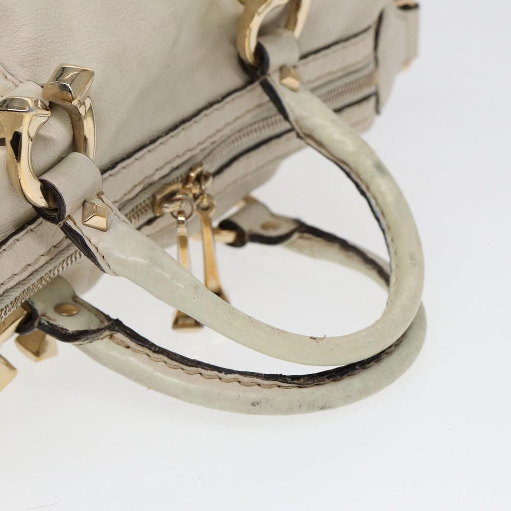 GUCCI Hand Bag Leather White Gold 189893 bs16895