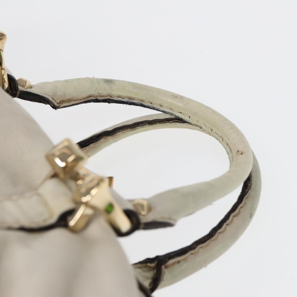 GUCCI Hand Bag Leather White Gold 189893 bs16895