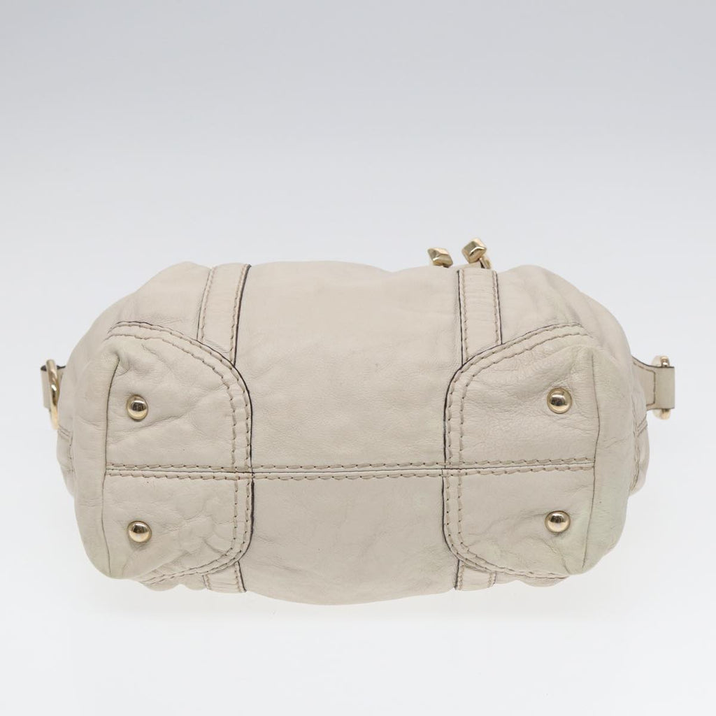 GUCCI Hand Bag Leather White Gold 189893 bs16895