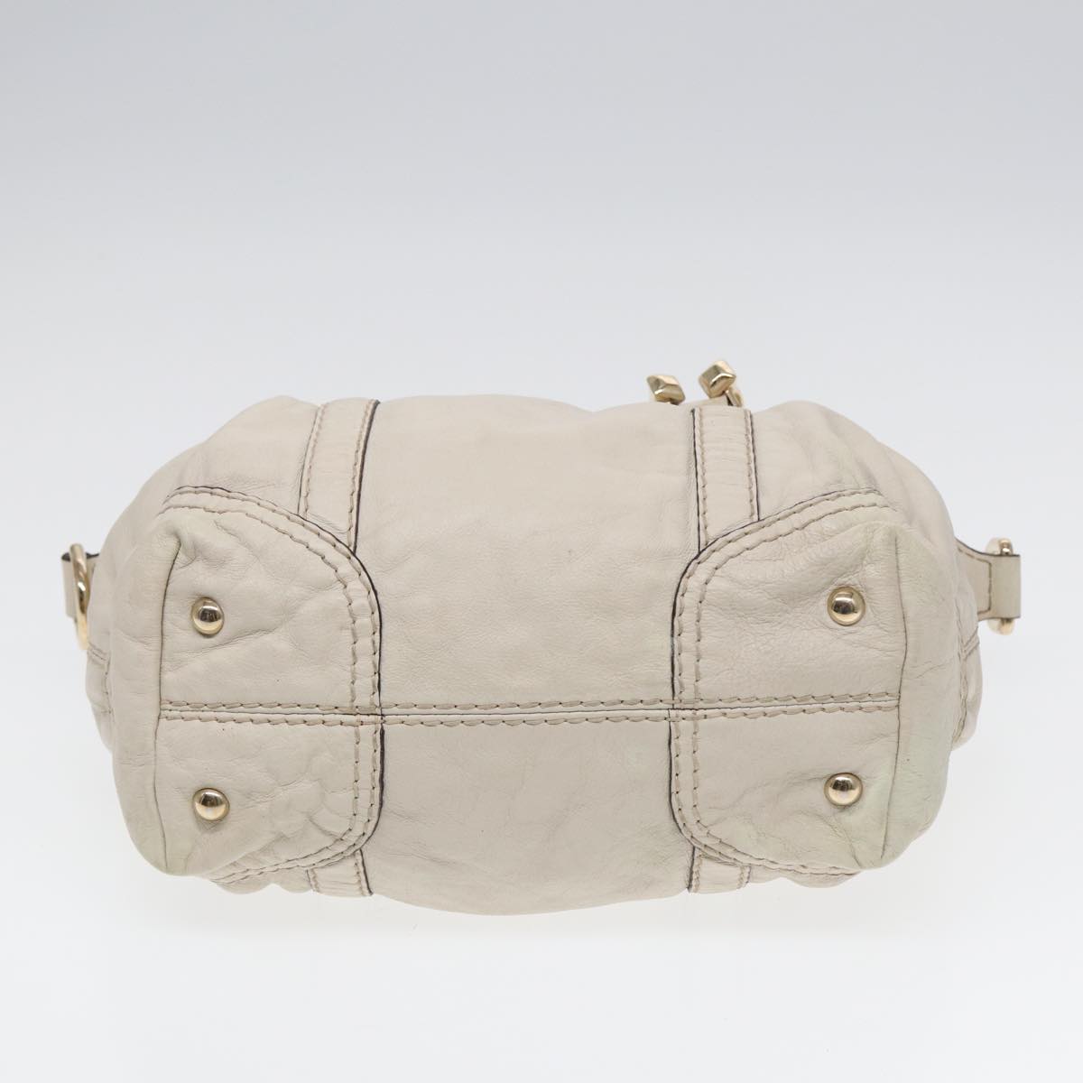 GUCCI Hand Bag Leather White Gold 189893 bs16895
