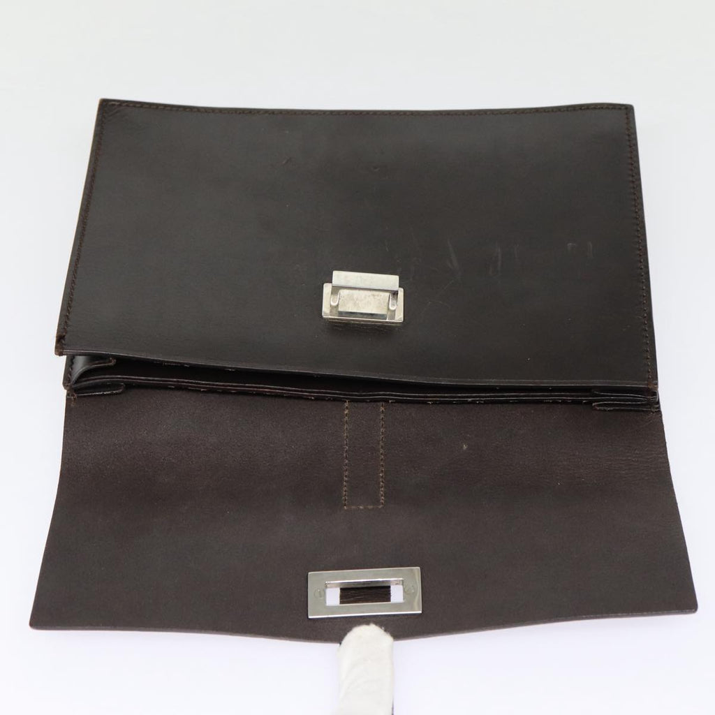 GUCCI Clutch Bag Leather Brown bs16896