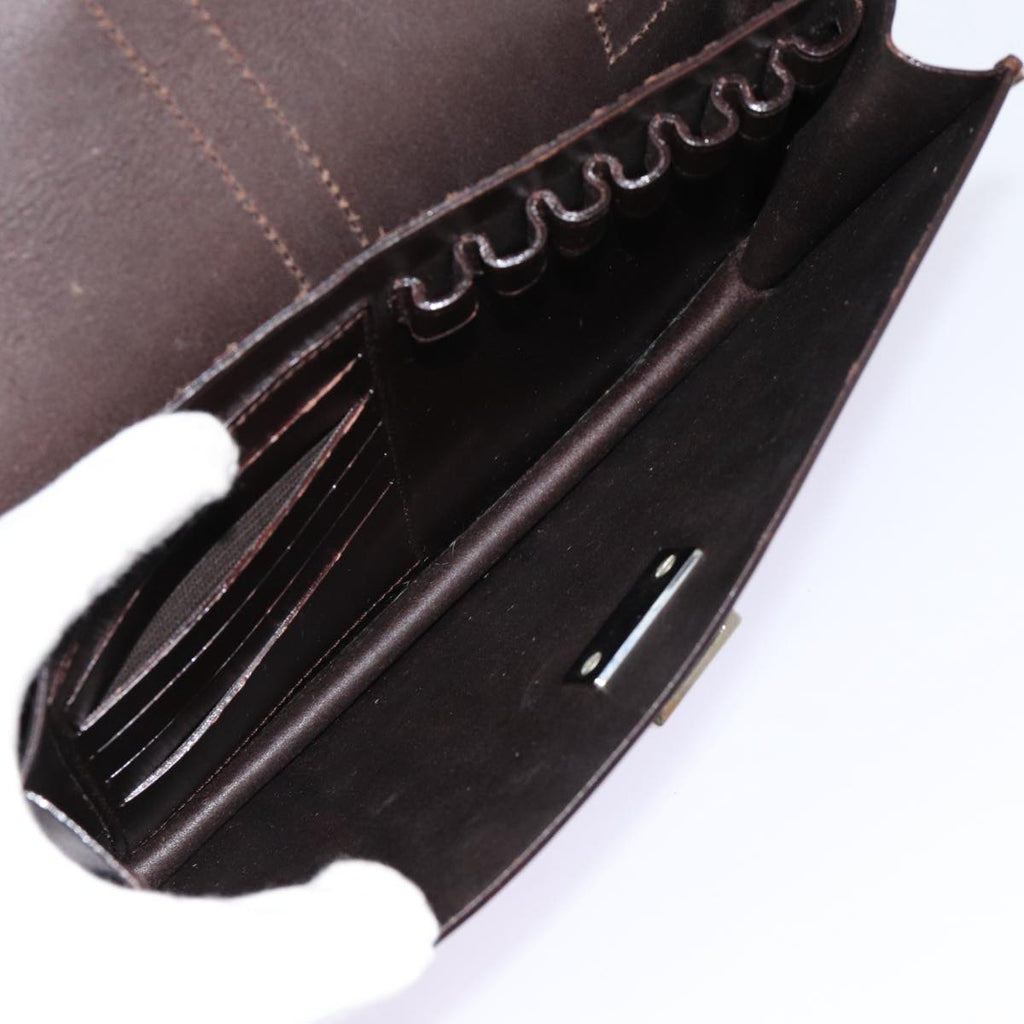 GUCCI Clutch Bag Leather Brown bs16896