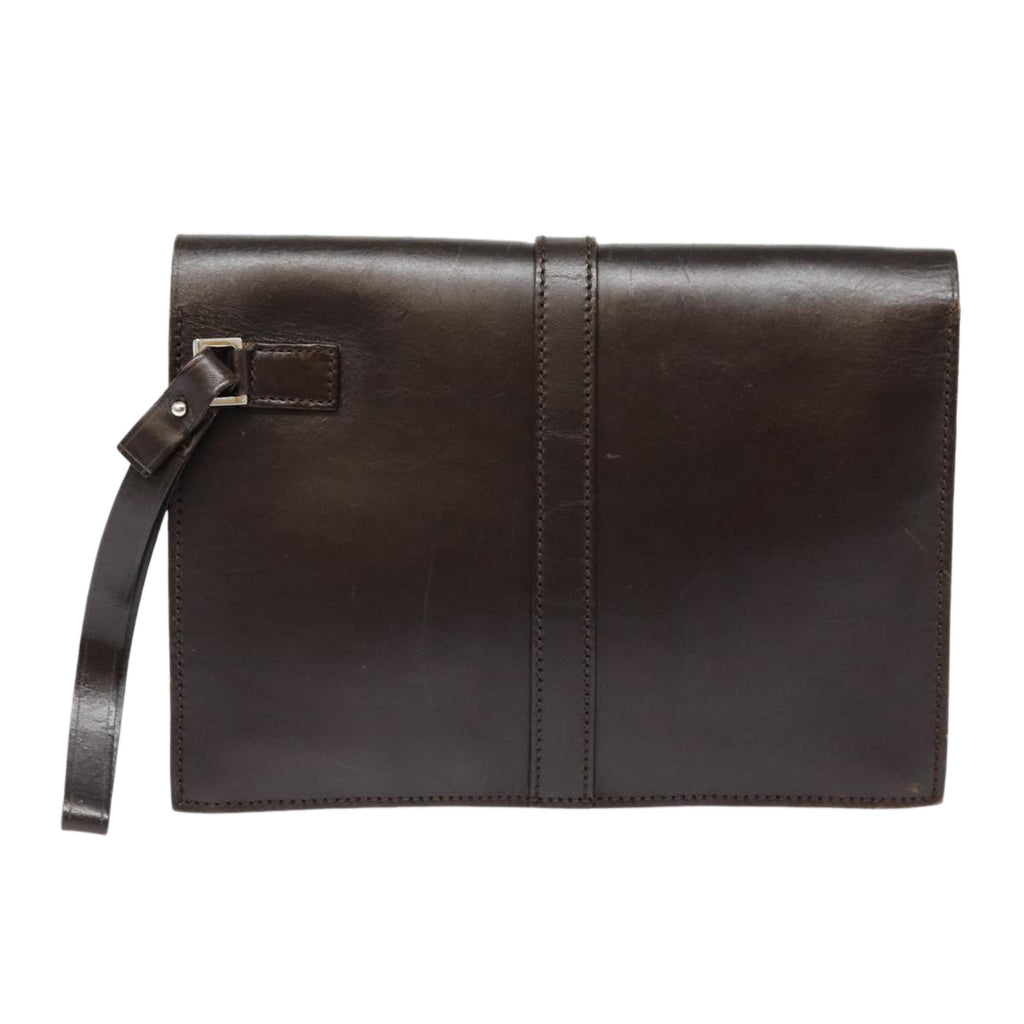 GUCCI Clutch Bag Leather Brown bs16896