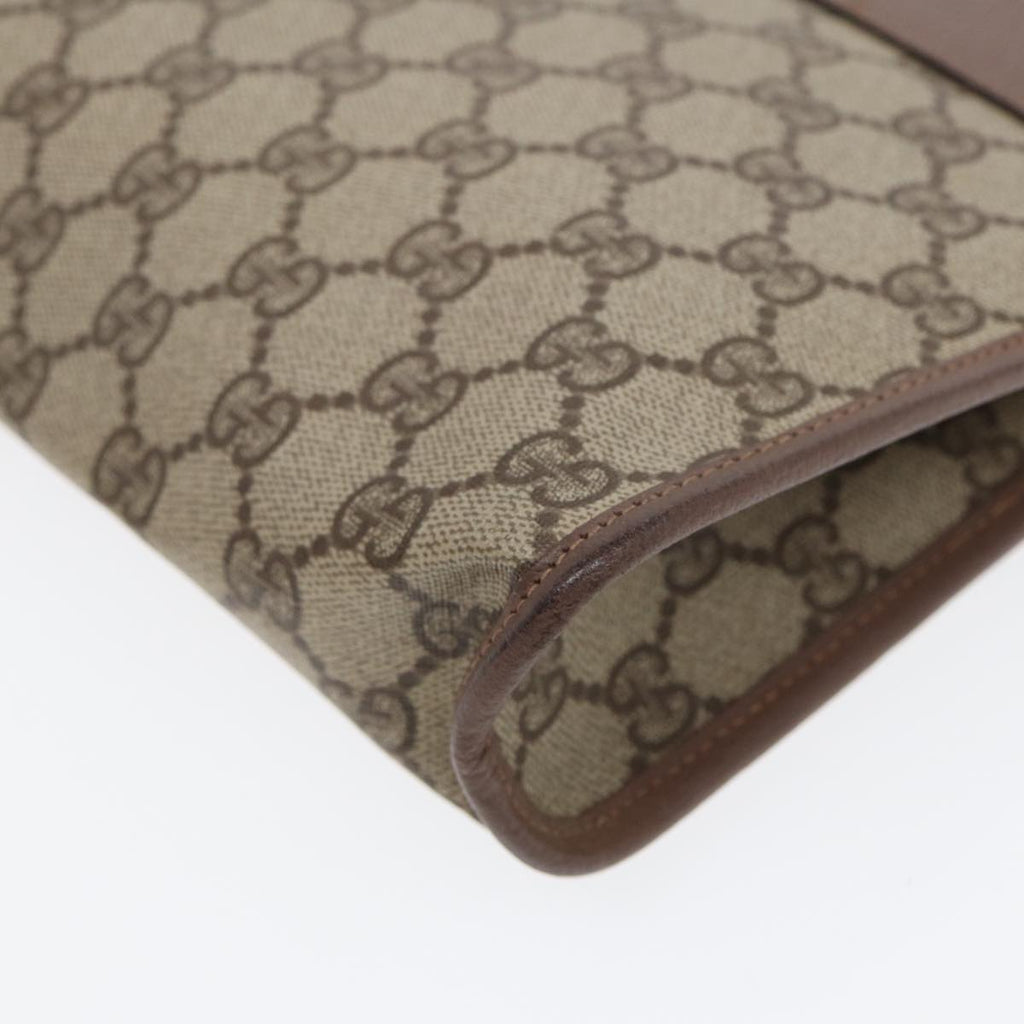 GUCCI GG Supreme Clutch Bag PVC Leather Beige Gold 014 115 6063 bs16898