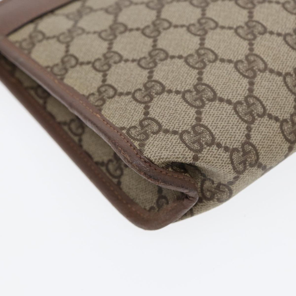 GUCCI GG Supreme Clutch Bag PVC Leather Beige Gold 014 115 6063 bs16898