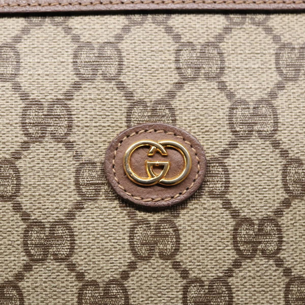 GUCCI GG Supreme Clutch Bag PVC Leather Beige Gold 014 115 6063 bs16898