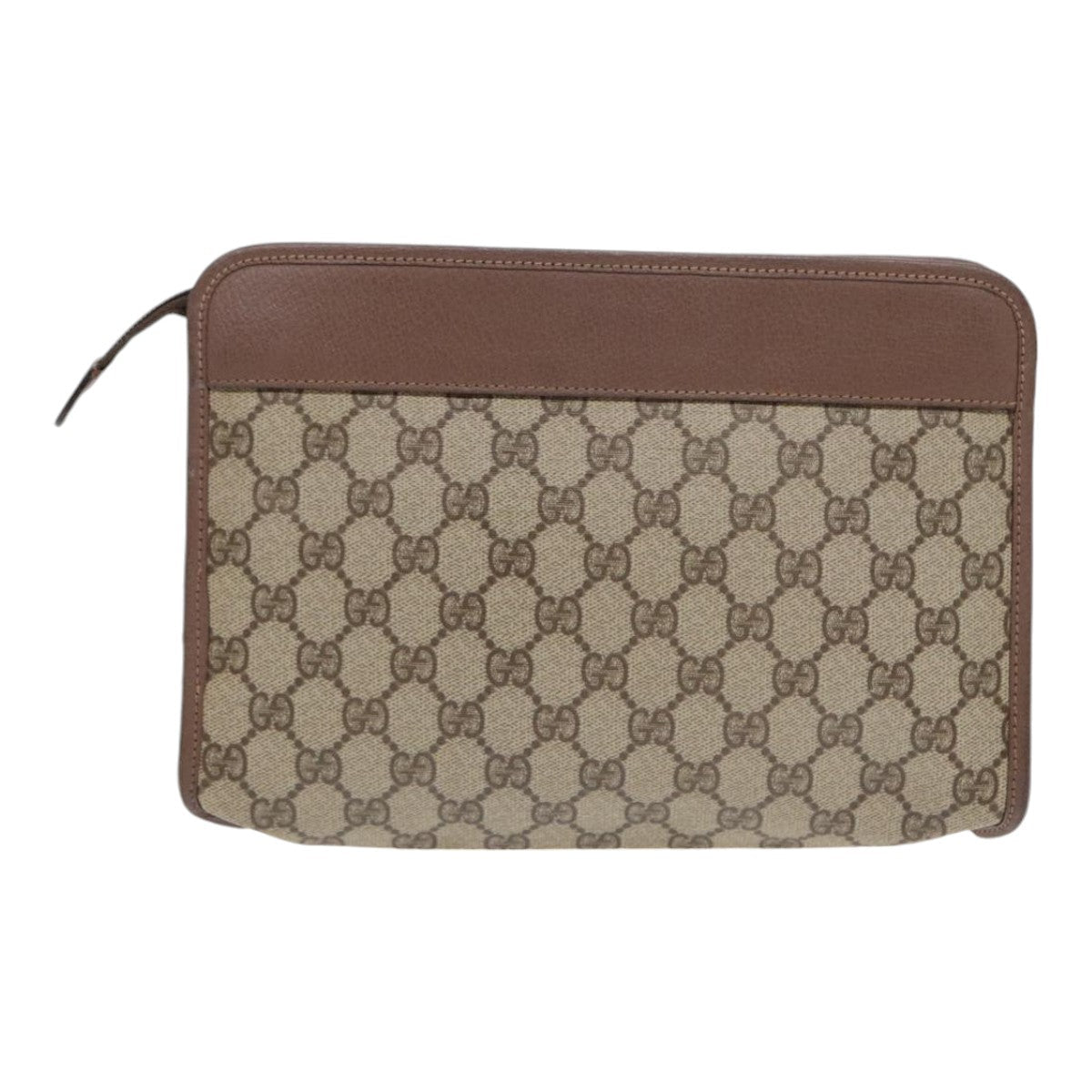 GUCCI GG Supreme Clutch Bag PVC Leather Beige Gold 014 115 6063 bs16898