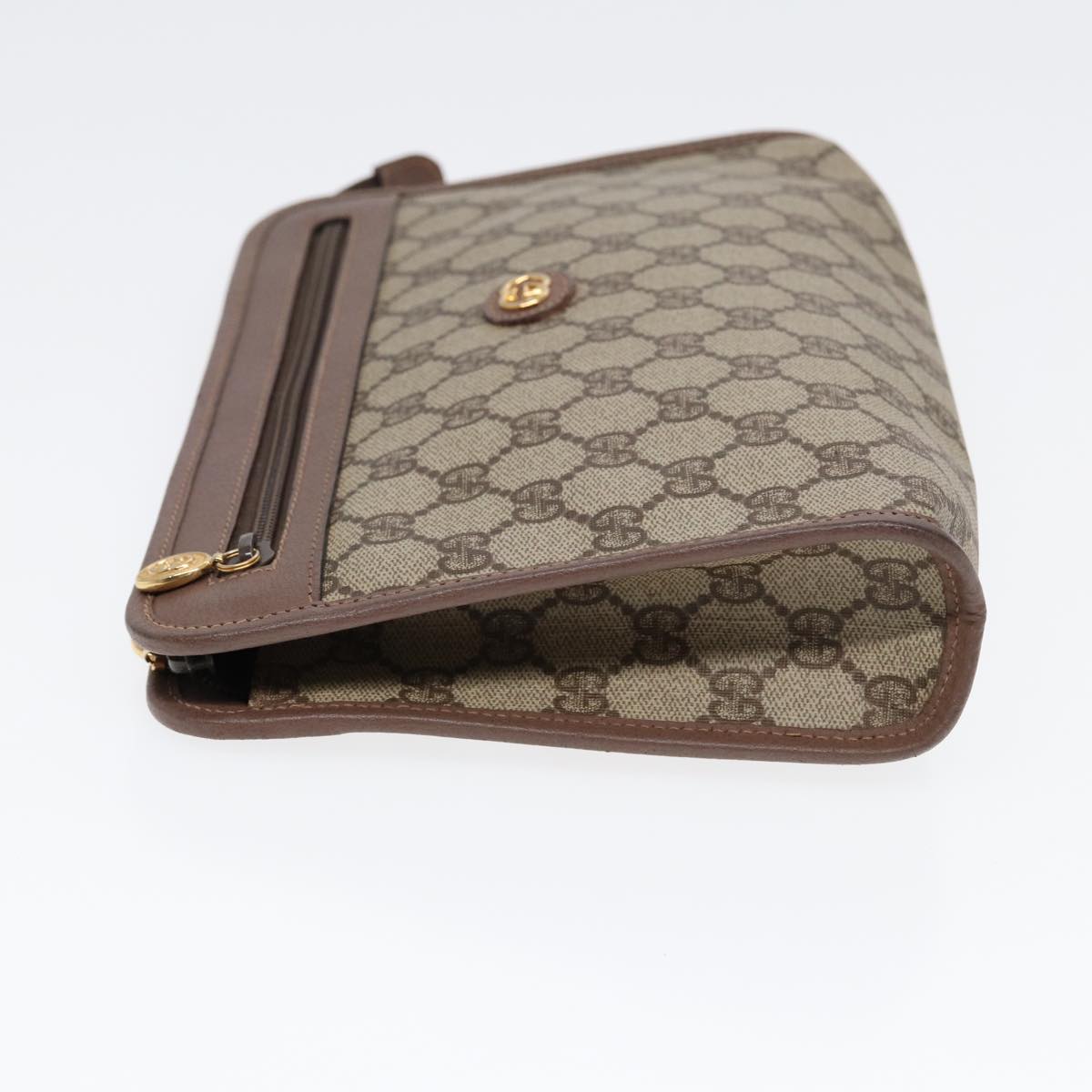 GUCCI GG Supreme Clutch Bag PVC Leather Beige Gold 014 115 6063 bs16898