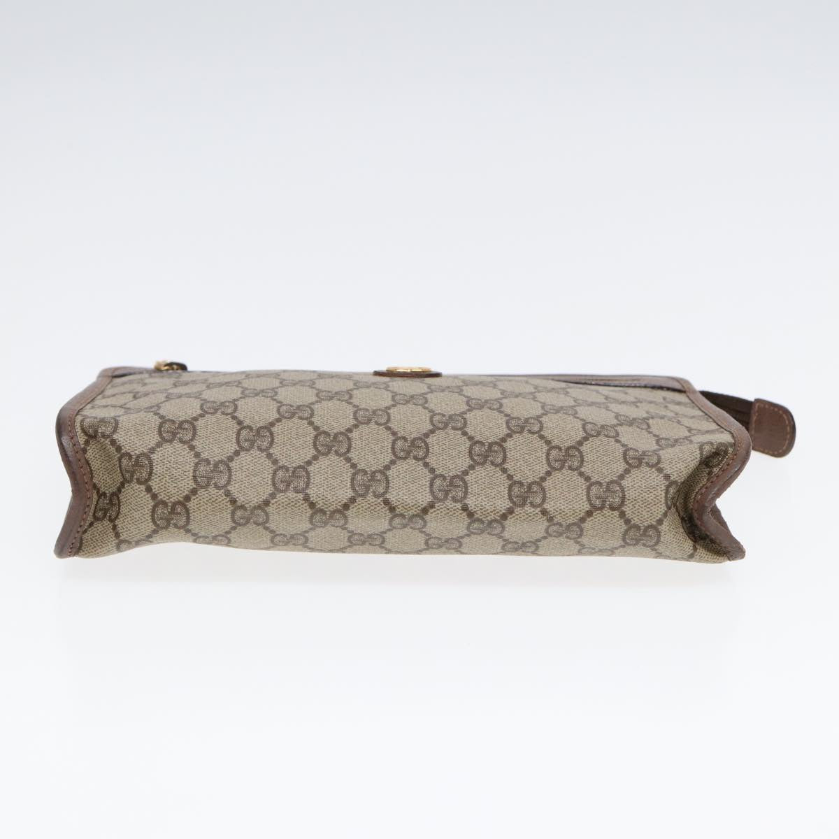 GUCCI GG Supreme Clutch Bag PVC Leather Beige Gold 014 115 6063 bs16898