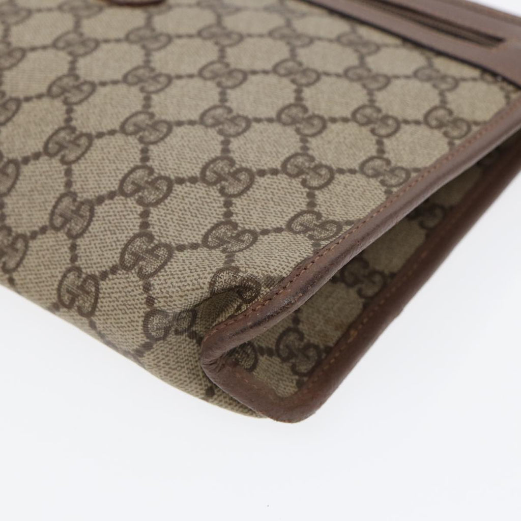 GUCCI GG Supreme Clutch Bag PVC Leather Beige Gold 014 115 6063 bs16898