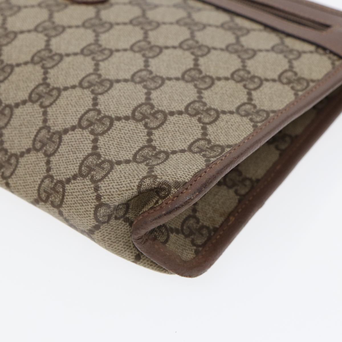 GUCCI GG Supreme Clutch Bag PVC Leather Beige Gold 014 115 6063 bs16898