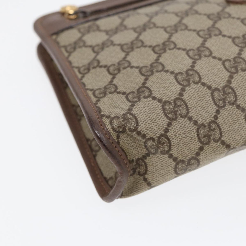 GUCCI GG Supreme Clutch Bag PVC Leather Beige Gold 014 115 6063 bs16898