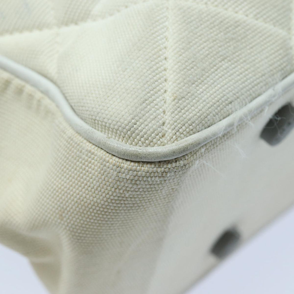 CHANEL Hand Bag Canvas White Silver CC bs16919