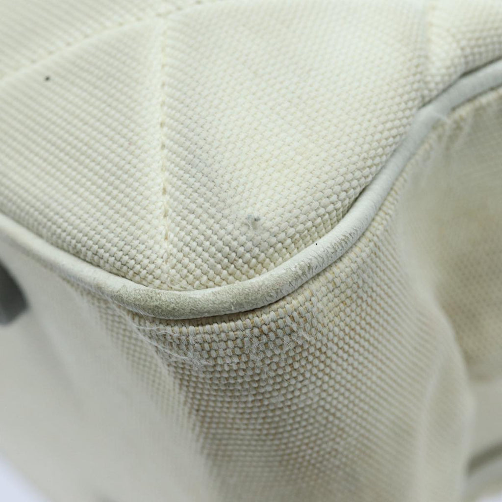 CHANEL Hand Bag Canvas White Silver CC bs16919