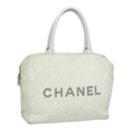 CHANEL Hand Bag Canvas White Silver CC bs16919