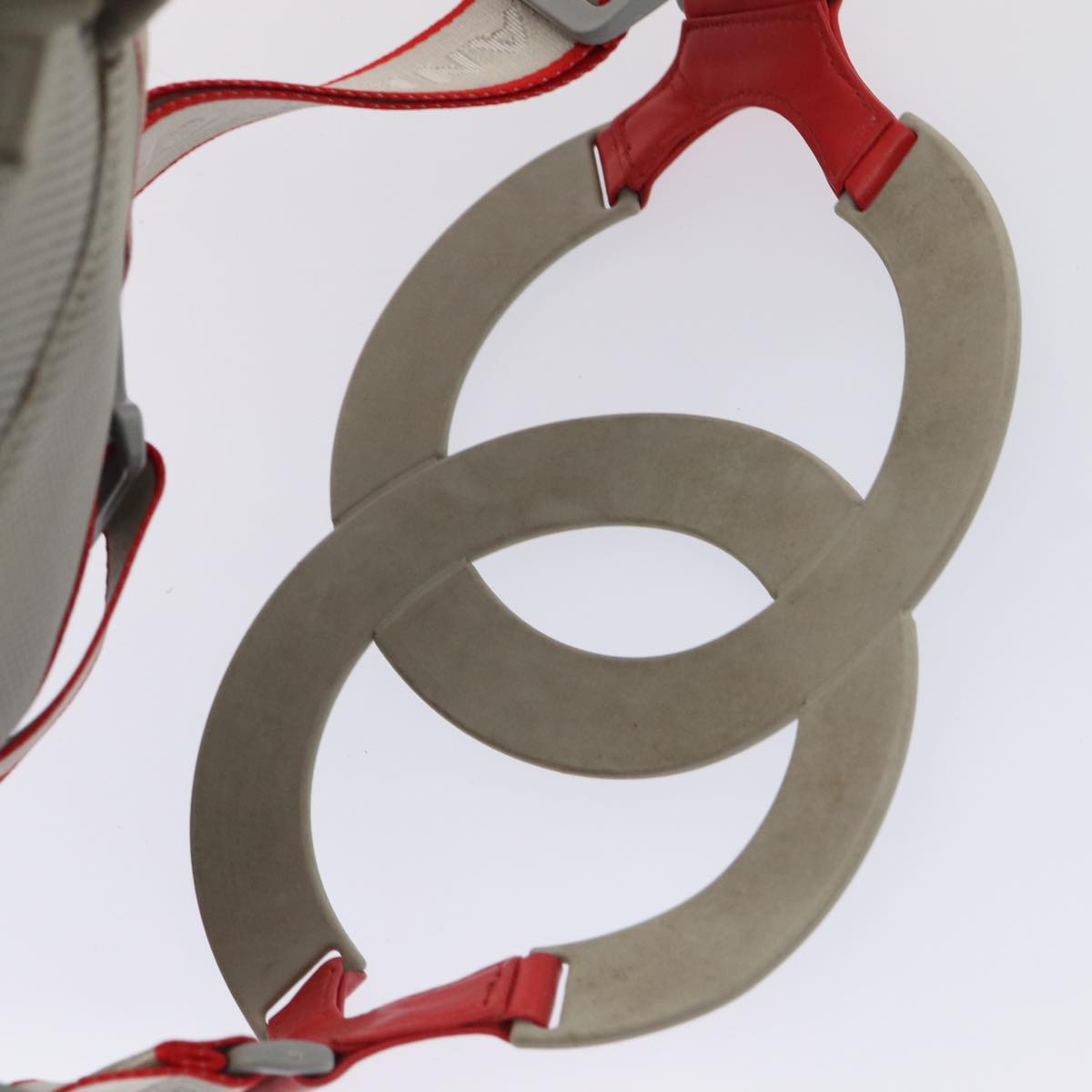 CHANEL Sports Line Backpack Vinyl Red Gray CC bs16920