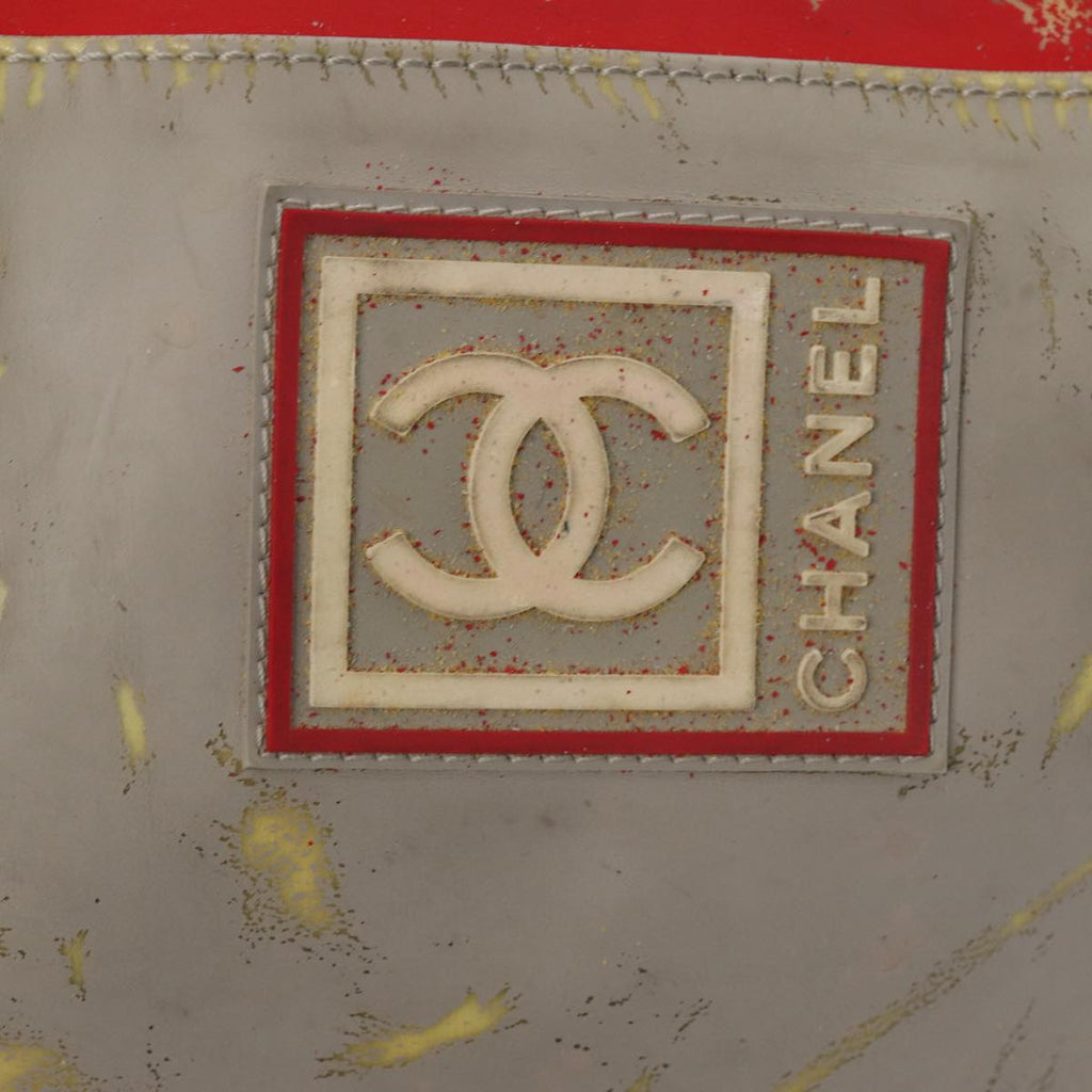 CHANEL Sports Line Backpack Vinyl Red Gray CC bs16920