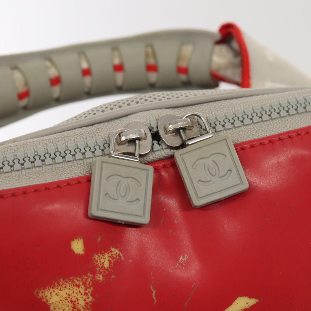 CHANEL Sports Line Backpack Vinyl Red Gray CC bs16920
