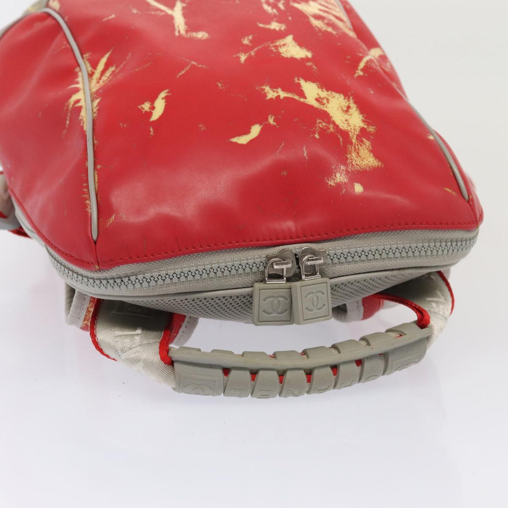 CHANEL Sports Line Backpack Vinyl Red Gray CC bs16920
