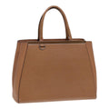 FENDI Hand Bag Leather 2way Beige Silver bs16933