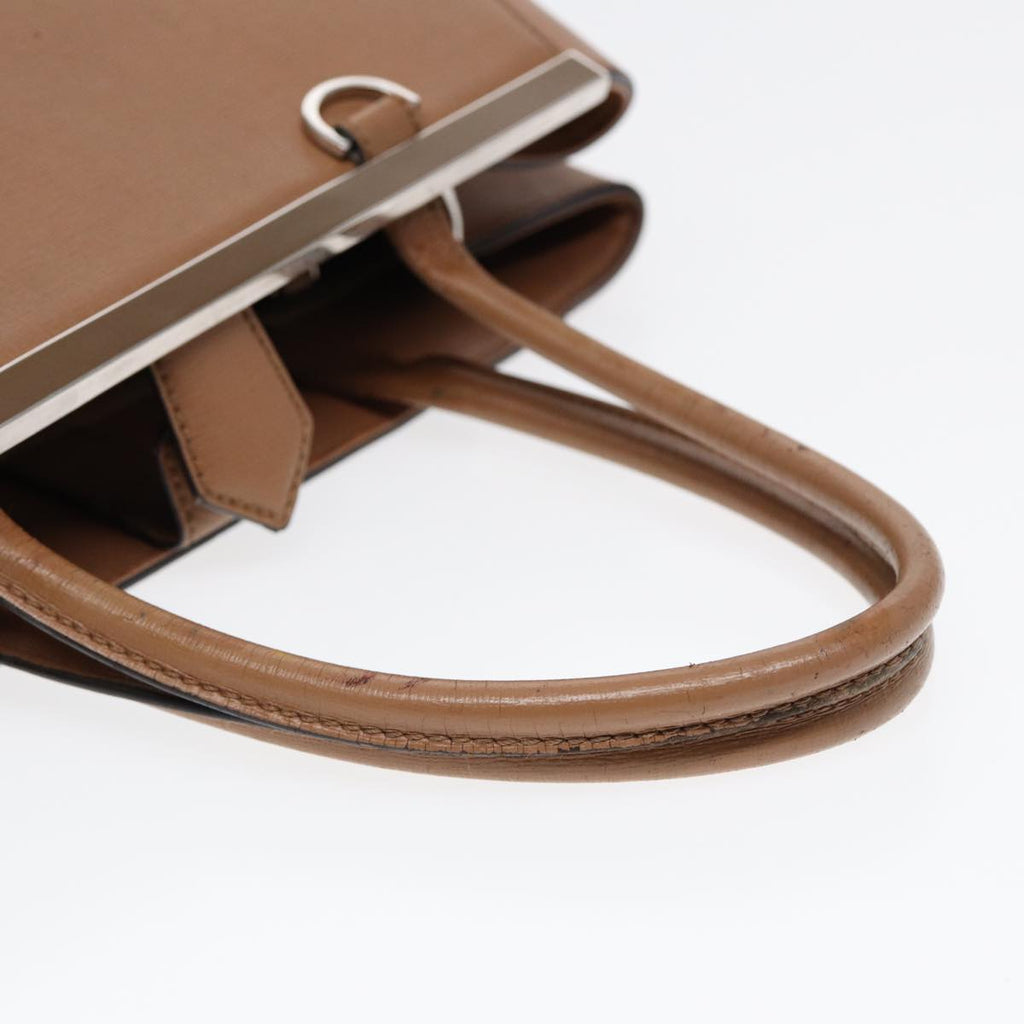 FENDI Hand Bag Leather 2way Beige Silver bs16933