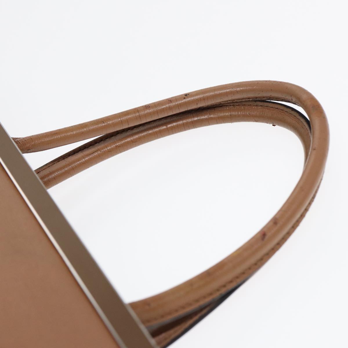 FENDI Hand Bag Leather 2way Beige Silver bs16933