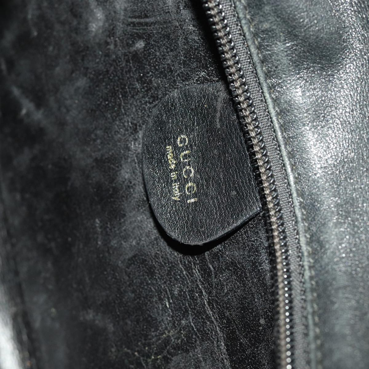 GUCCI Bamboo Hand Bag Leather Black Gold 000 3444 0580 bs16978