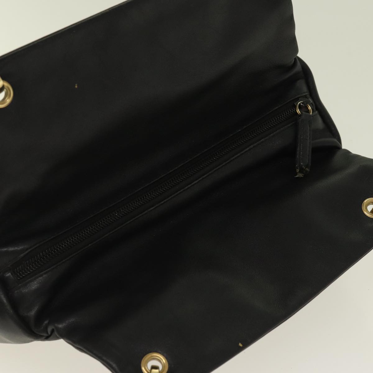 GUCCI Bamboo Hand Bag Leather Black Gold 000 3444 0580 bs16978