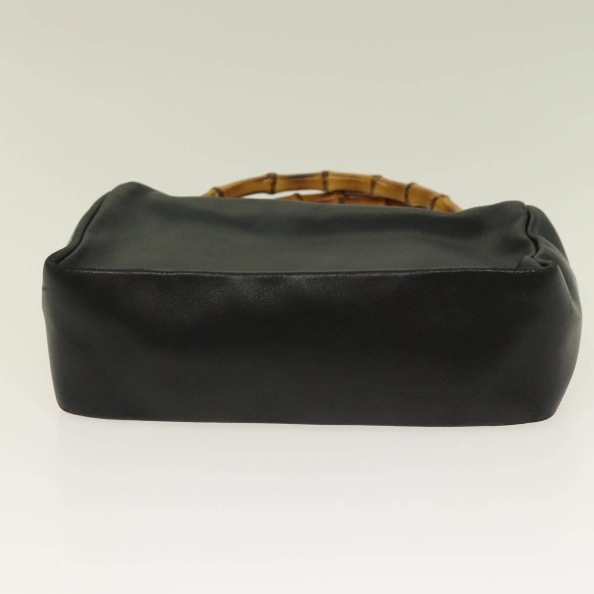 GUCCI Bamboo Hand Bag Leather Black Gold 000 3444 0580 bs16978