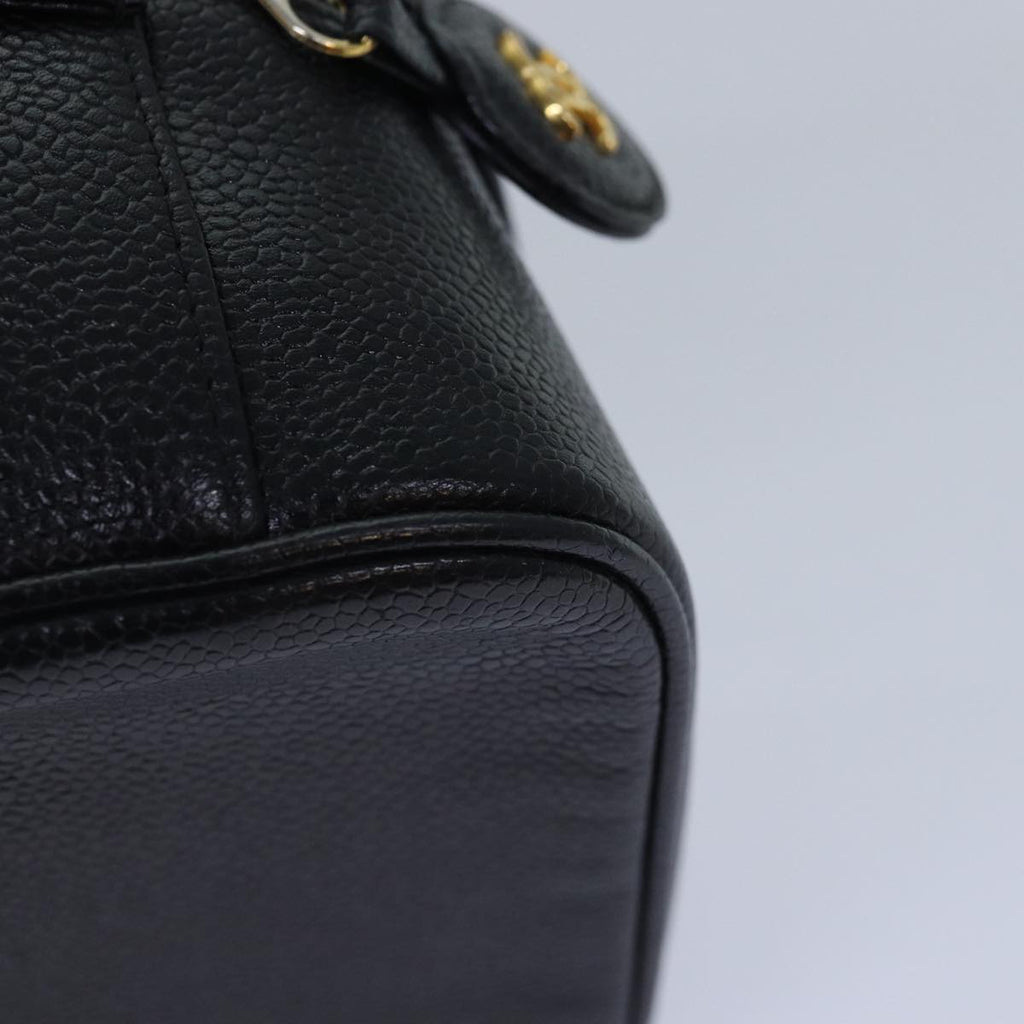 CHANEL COCO Mark Vanity Pouch Caviar Skin Black Gold CC bs16979