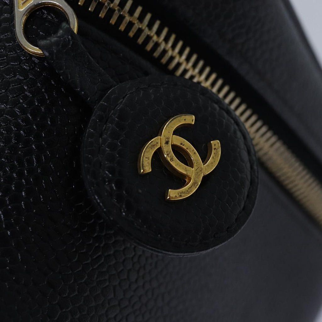 CHANEL COCO Mark Vanity Pouch Caviar Skin Black Gold CC bs16979