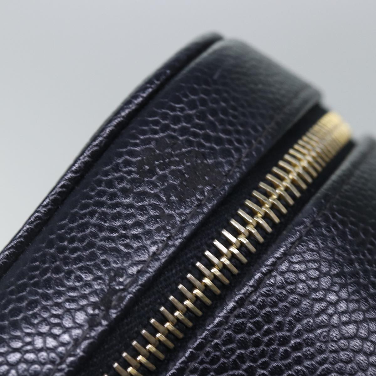 CHANEL COCO Mark Vanity Pouch Caviar Skin Black Gold CC bs16979