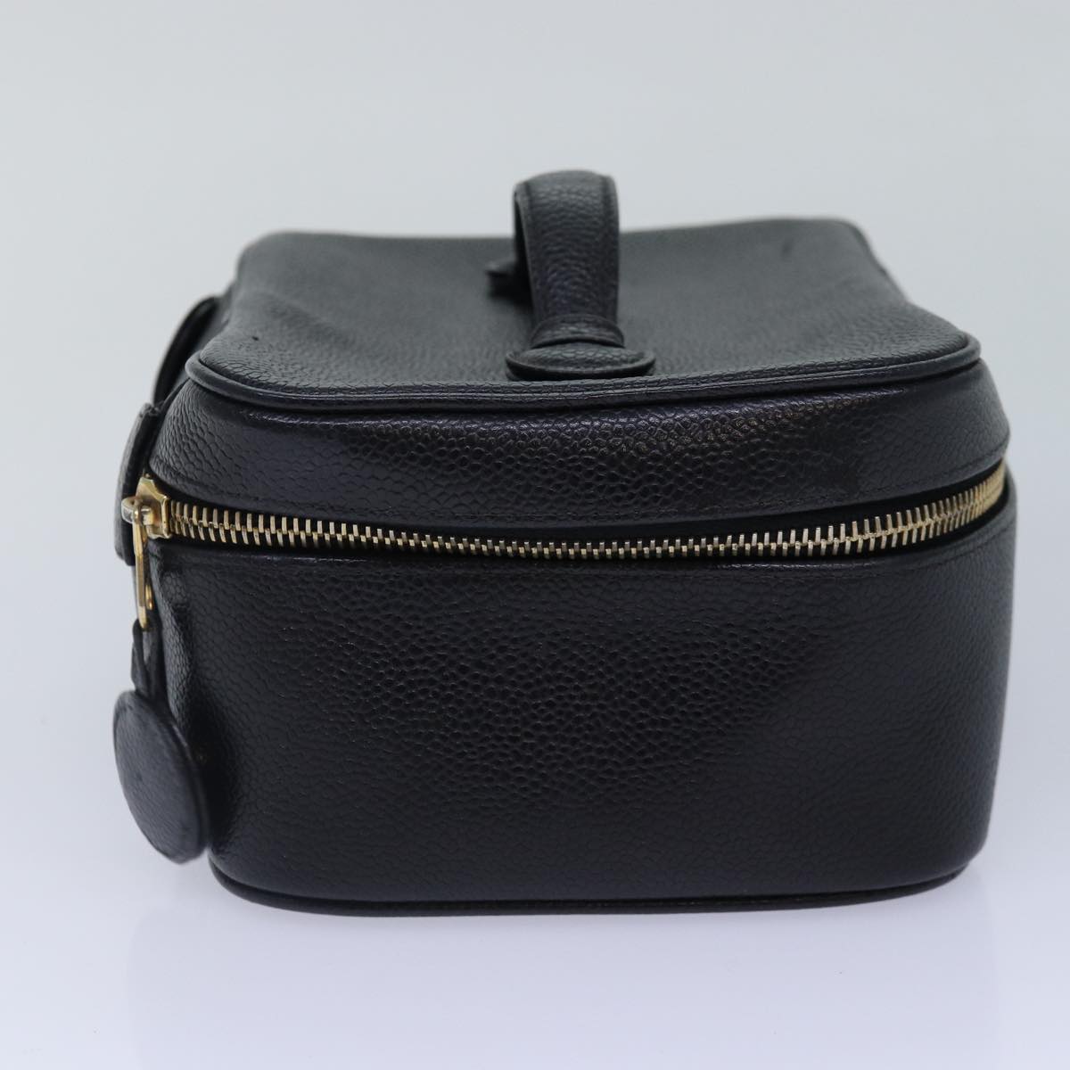 CHANEL COCO Mark Vanity Pouch Caviar Skin Black Gold CC bs16979