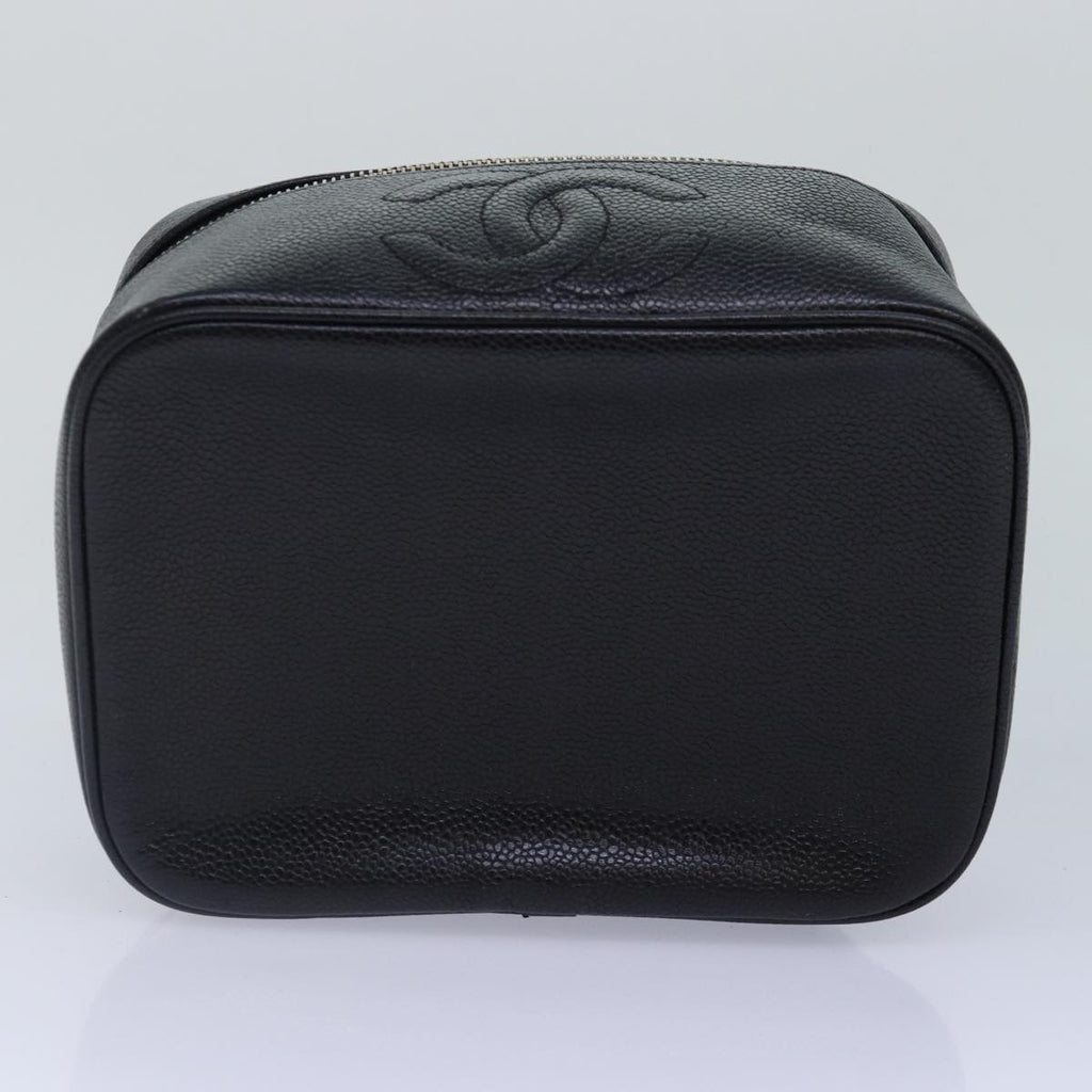 CHANEL COCO Mark Vanity Pouch Caviar Skin Black Gold CC bs16979