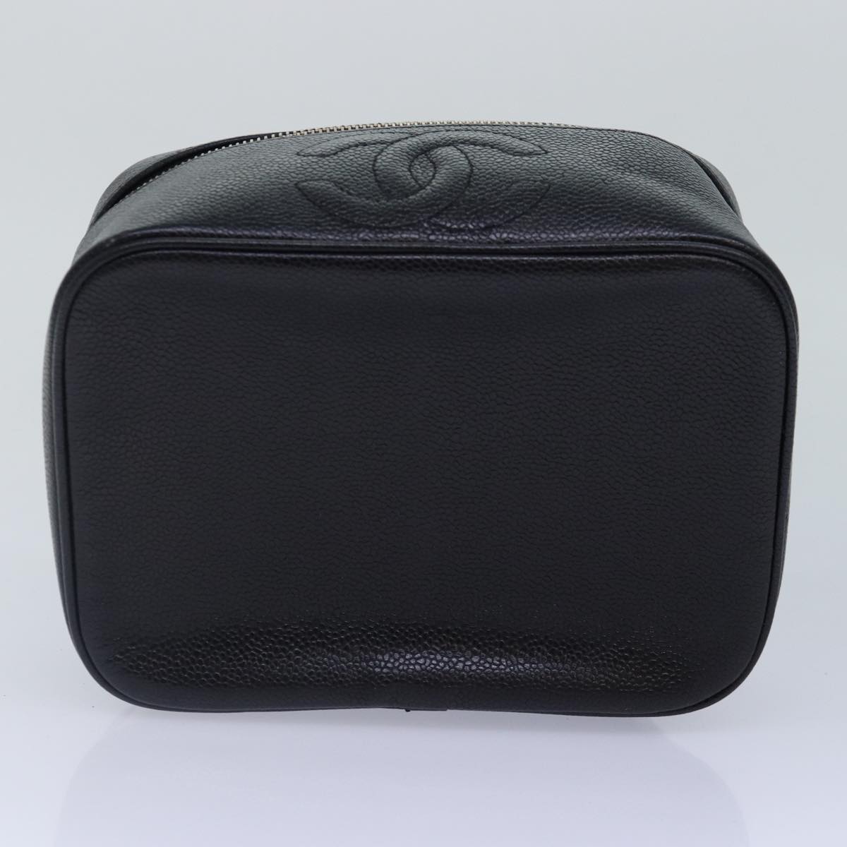 CHANEL COCO Mark Vanity Pouch Caviar Skin Black Gold CC bs16979