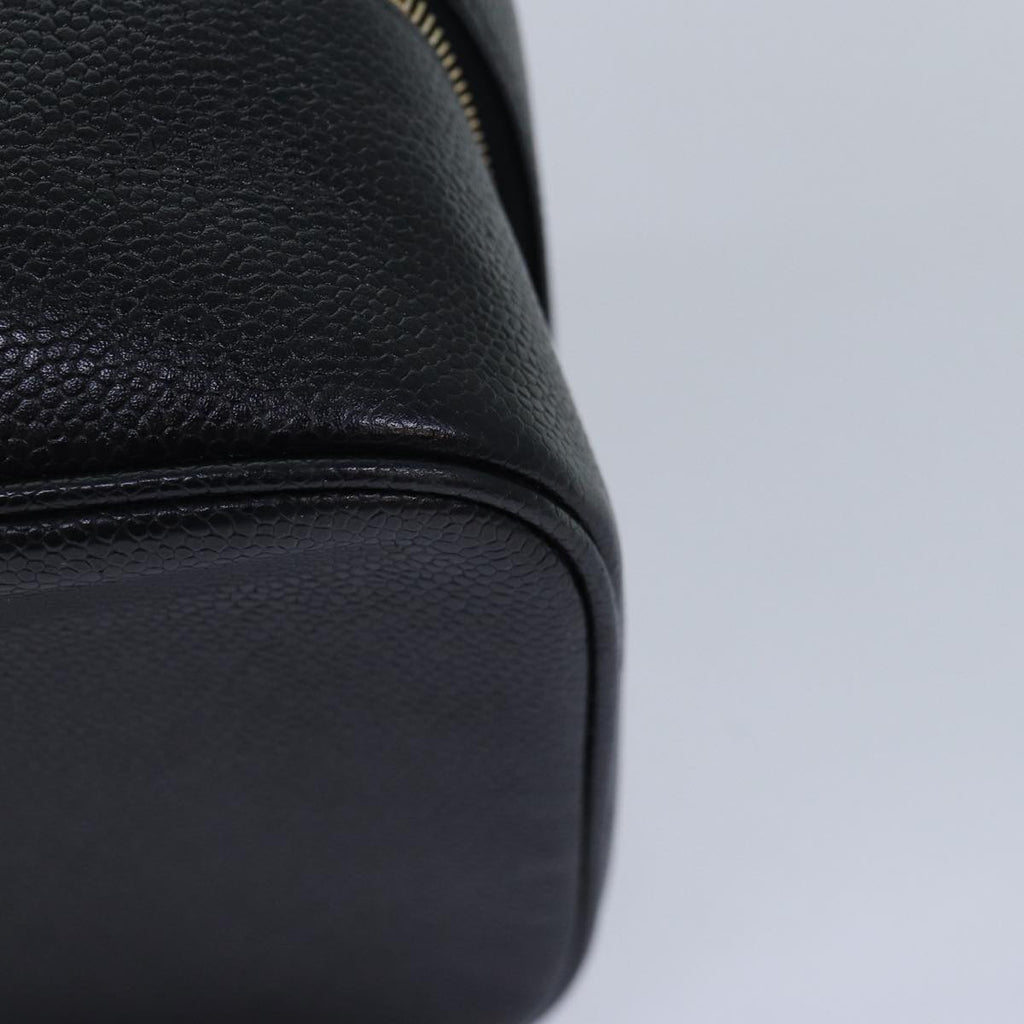 CHANEL COCO Mark Vanity Pouch Caviar Skin Black Gold CC bs16979