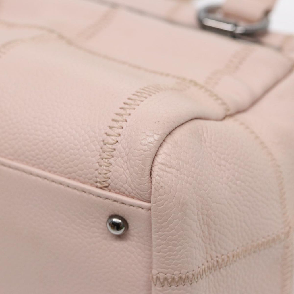 CHANEL Choco Bar Shoulder Bag Caviar Skin Pink Silver CC bs16980