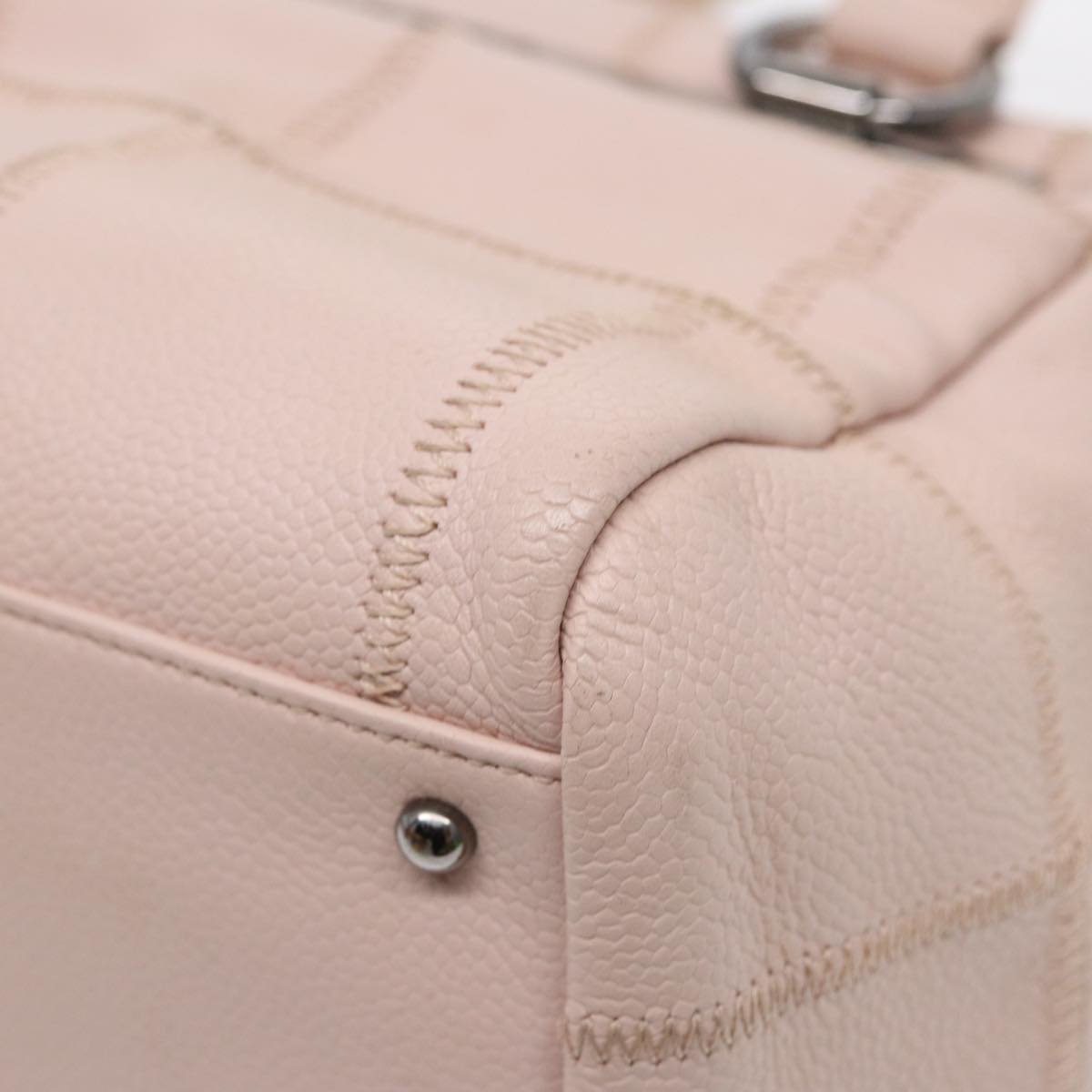 CHANEL Choco Bar Shoulder Bag Caviar Skin Pink Silver CC bs16980