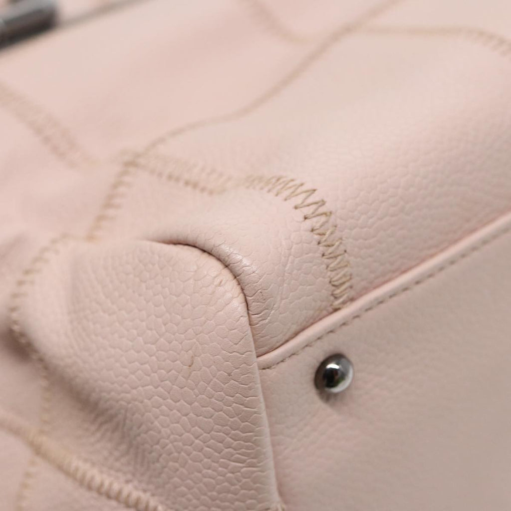 CHANEL Choco Bar Shoulder Bag Caviar Skin Pink Silver CC bs16980
