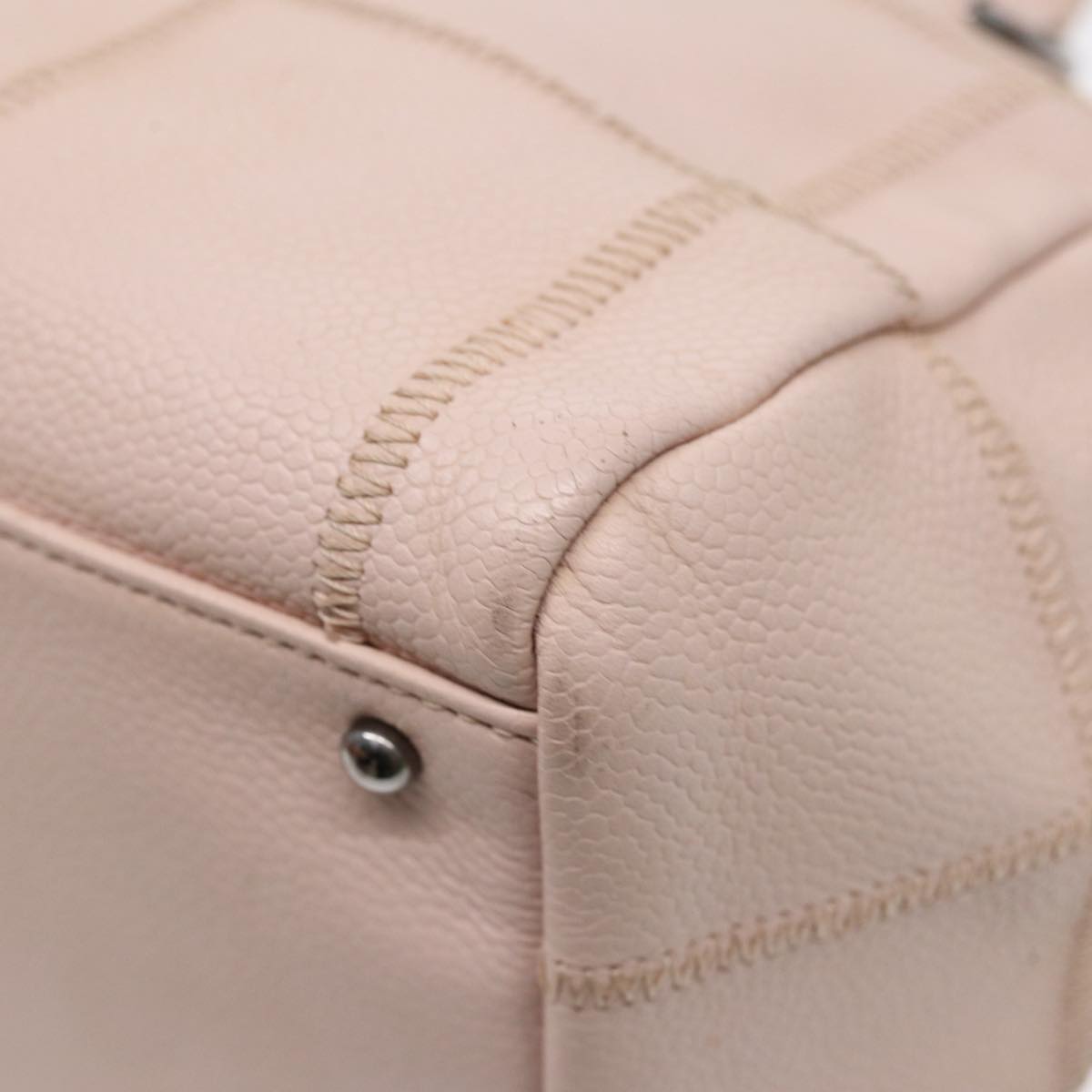 CHANEL Choco Bar Shoulder Bag Caviar Skin Pink Silver CC bs16980