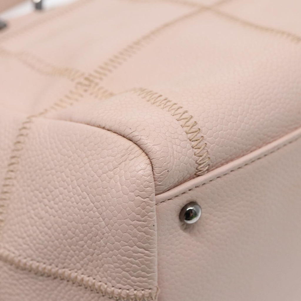 CHANEL Choco Bar Shoulder Bag Caviar Skin Pink Silver CC bs16980
