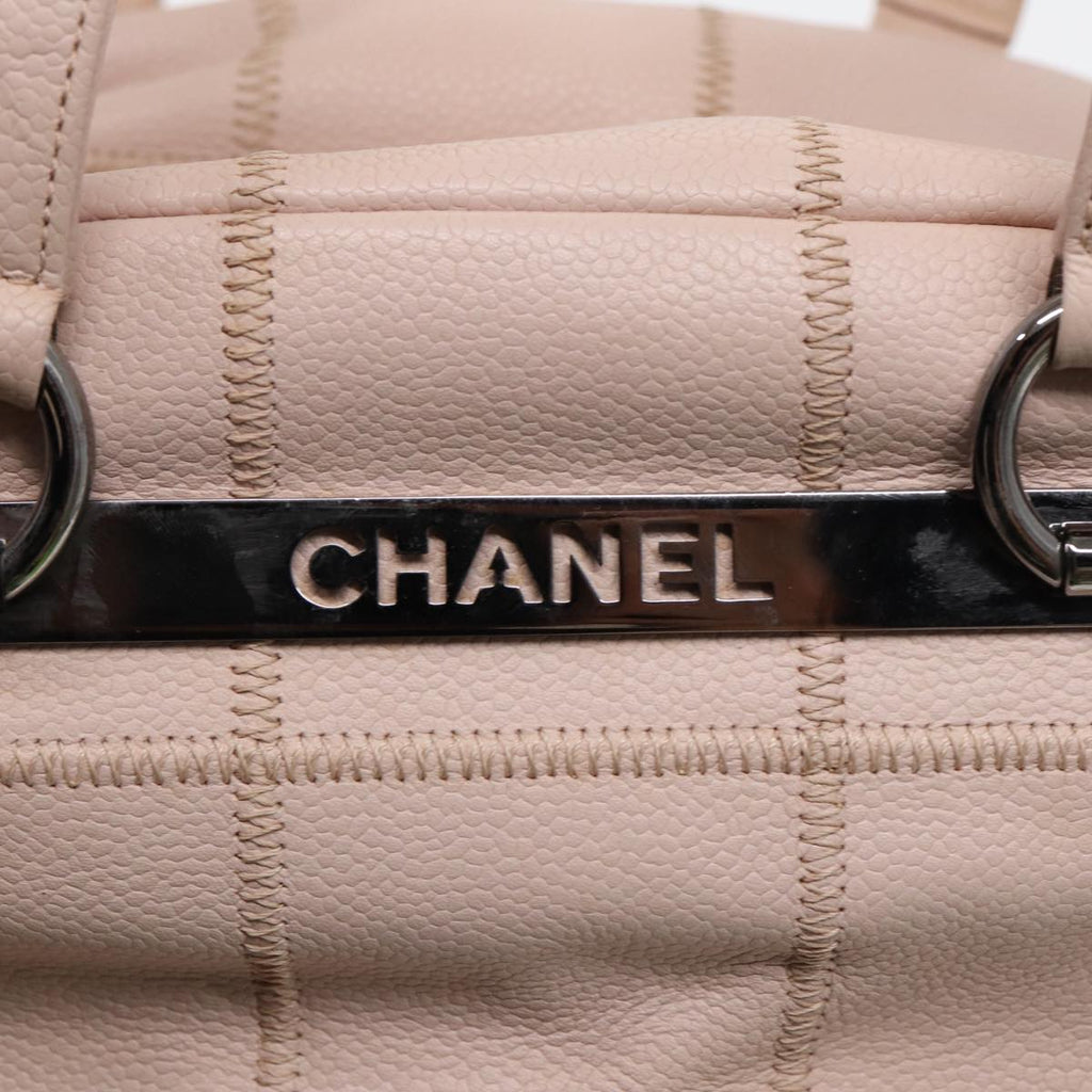 CHANEL Choco Bar Shoulder Bag Caviar Skin Pink Silver CC bs16980