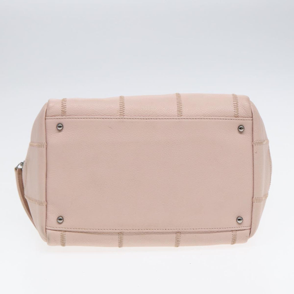 CHANEL Choco Bar Shoulder Bag Caviar Skin Pink Silver CC bs16980