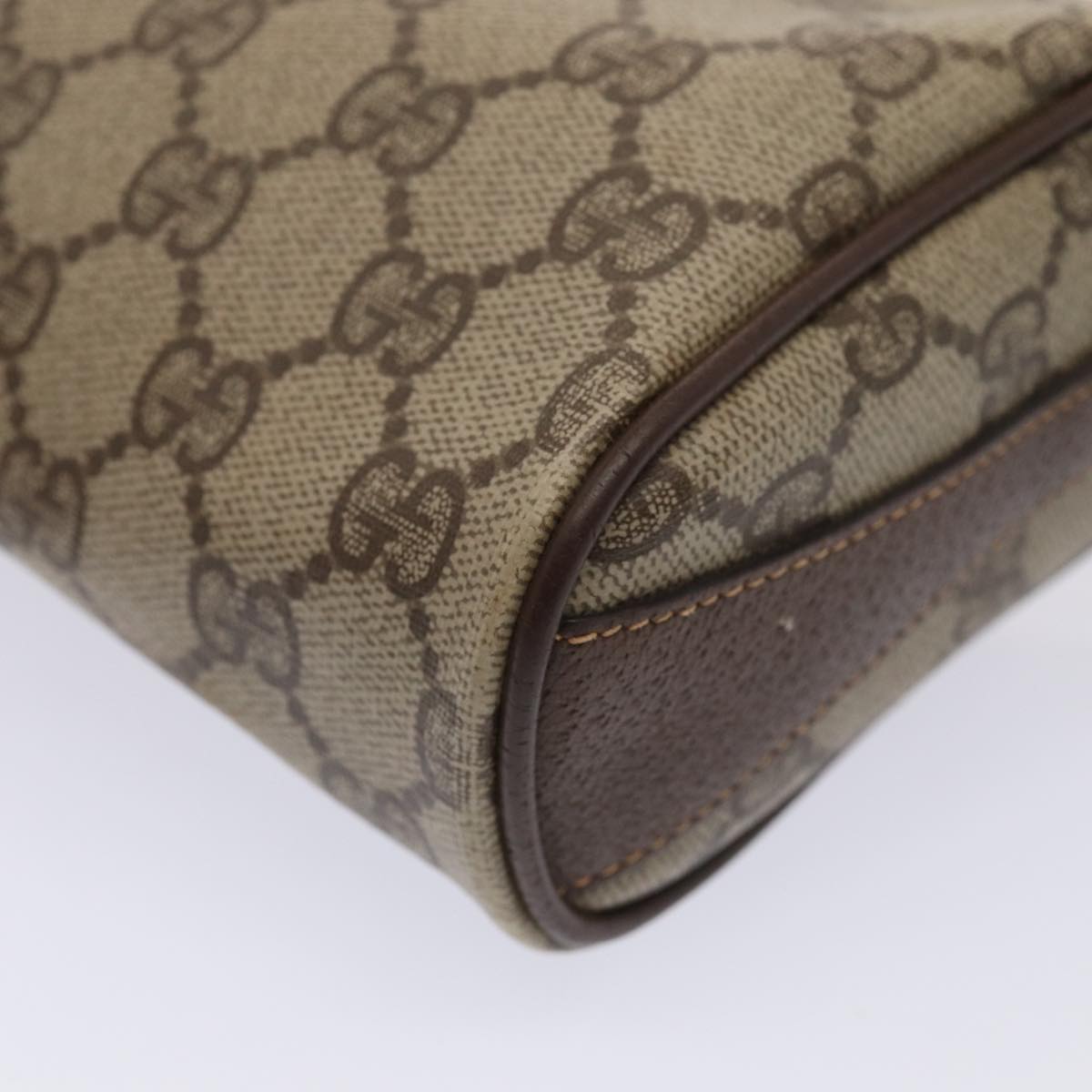 GUCCI GG Supreme Web Sherry Line Shoulder Bag PVC Beige Gold bs16981