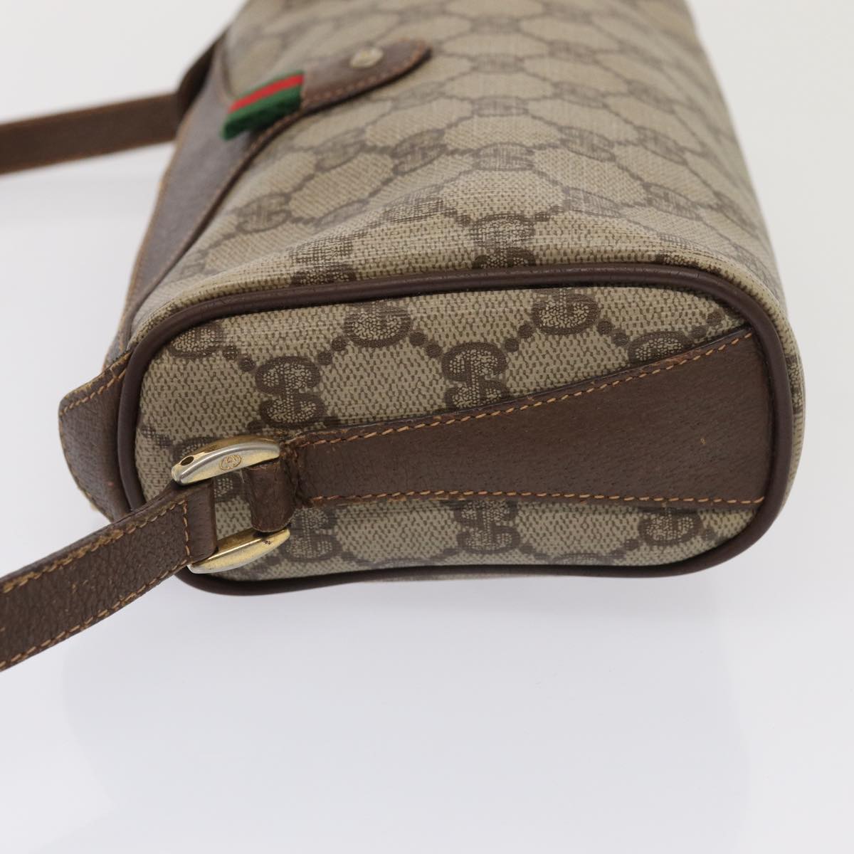 GUCCI GG Supreme Web Sherry Line Shoulder Bag PVC Beige Gold bs16981